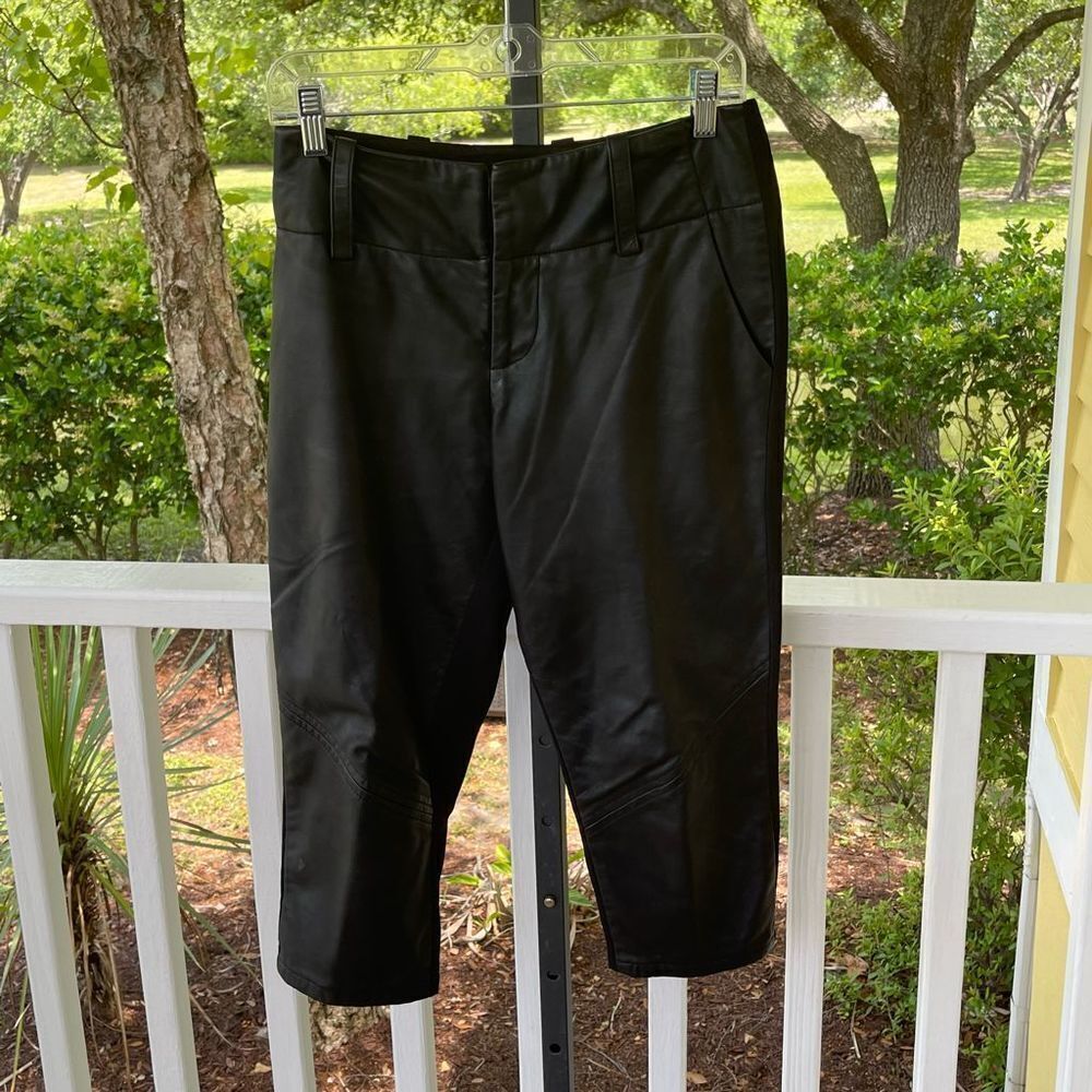Alice & Olivia Lamb Leather Front Cropped Pants